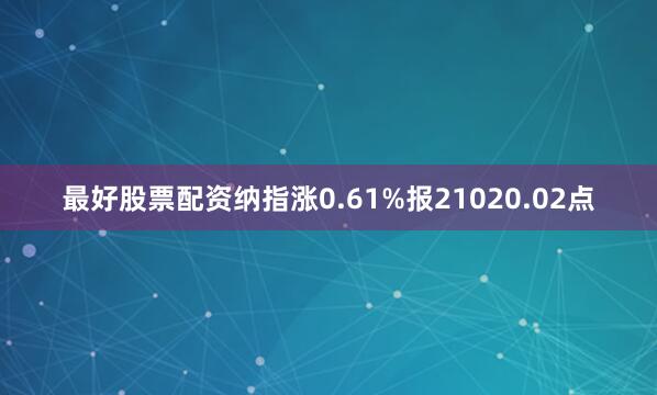 最好股票配资纳指涨0.61%报21020.02点